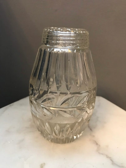 Vintage Cut Glass Sugar Shaker, Christmas Table
