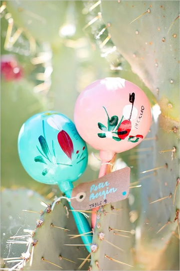 Each Custom Maraca Traditional Hand Painted With Names & Date For Your Fiesta Wedding, Bridal Shower Sold By The Piece, Not Pair, Maracas