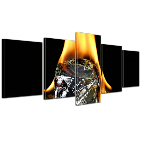 Flaming Ice Cube 5-Piece Photographic Print on Canvas Set