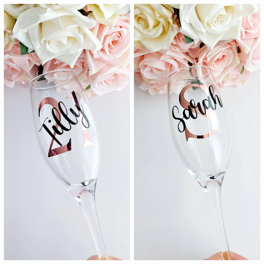 Personalised Champagne Glass/Milestone Flute/Name & Inital Glass/18Th, 21st, 30Th, 40Th, 50Th Birthday Glass/Name Glass