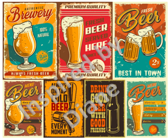 Furniture & Wall Sticker/Clear Stickers Decals Shabby Chic French Transfer/ Vintage Labels/ Retro Beer Glasses 362