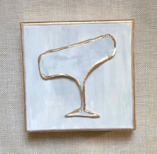 Clay Cocktail Glass On Canvas, Distressed Wall Art, Margarita Art