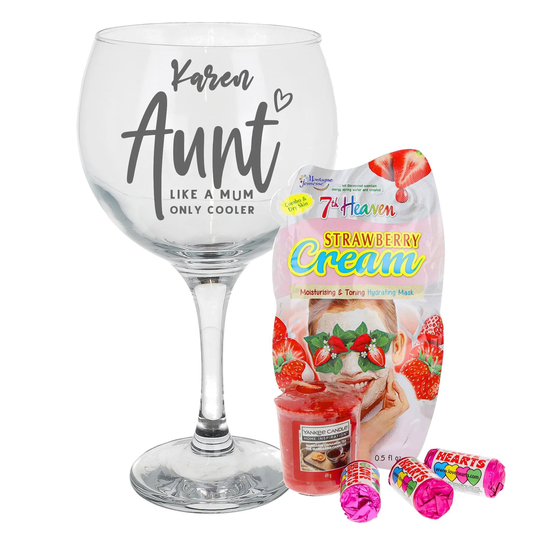 Aunt Gin Glass Engraved Personalised Auntie | New Gift Best Gifts For All Occasions Personal For Her