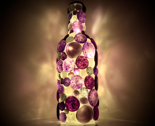 Passionate Plum Love Lamp | Portable Table Handmade Gift Recycled Glass Locally Sourced Bottle Mid-Century Modern