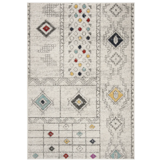 Tarantino Looped/Hooked Light Grey/Yellow/Green Rug