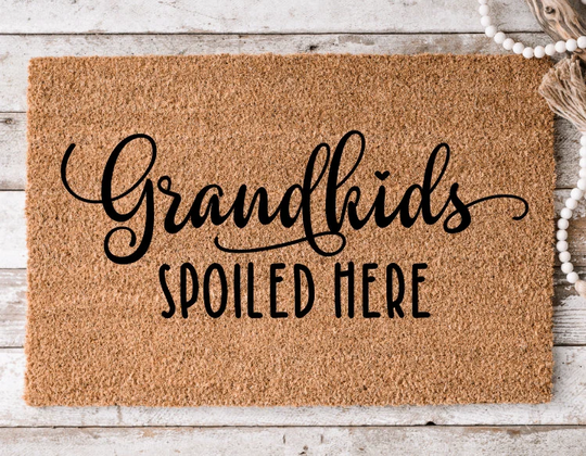 Grandkids Spoiled Here | Wedding Gift Custom Doormat Personalized Closing Visitors Not Welcome Front Door Mat Monogram