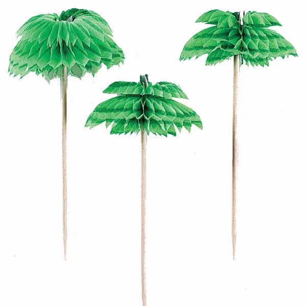 12 Palm Tree Honeycomb Picks, Cocktail Tropical Food Sticks, Summer Party, Luau Decor, Bachelorette, Fiesta Party