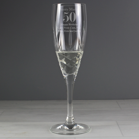 Birthday Or Anniversary Any Age Champagne Flute Personalised Crystal Glass - 18Th 21st 30Th 40Th 50Th 60Th 70Th 80Th