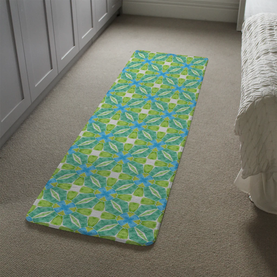 Kremer Optimal Boho Chic Designer Shaggy Green/Blue Rug