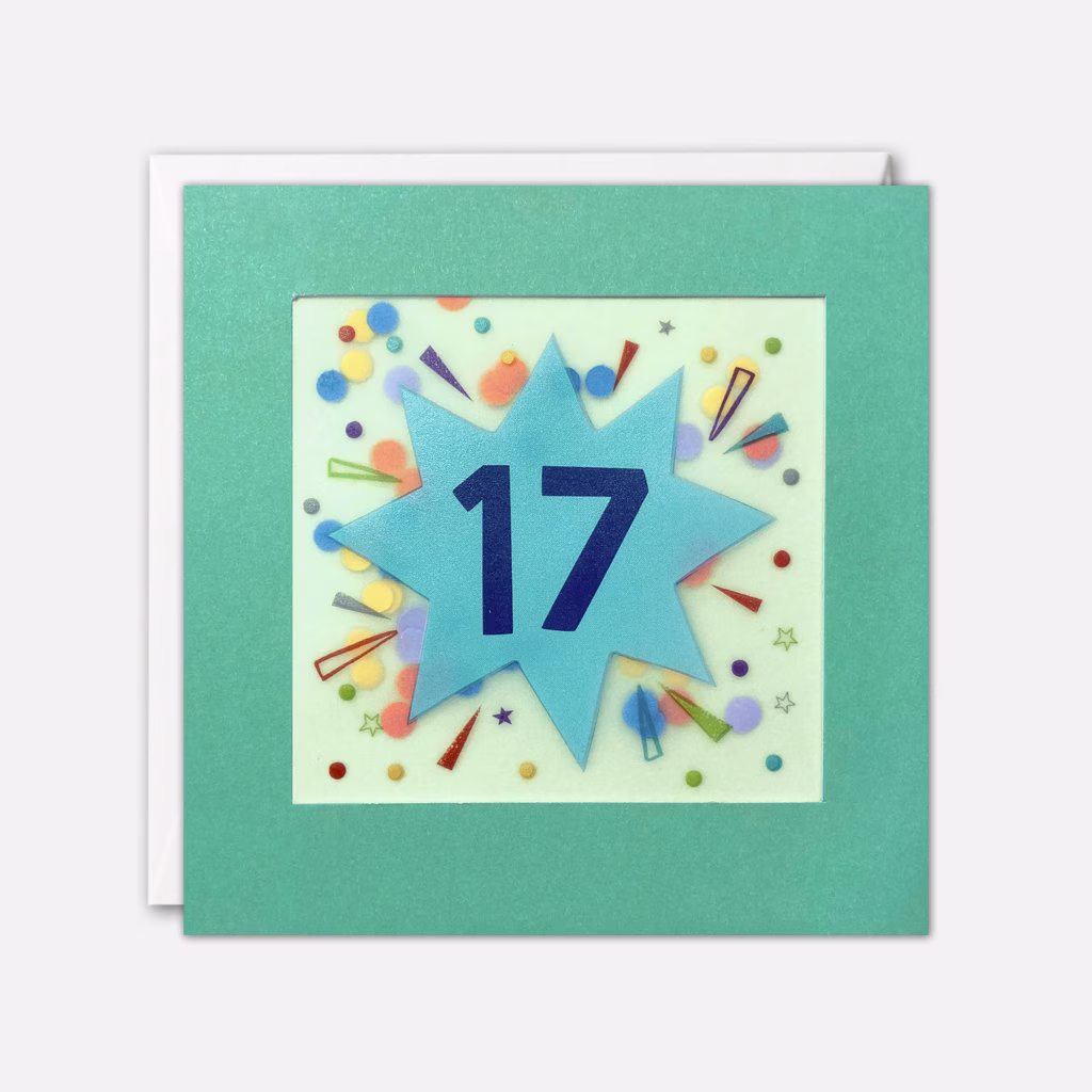 Age 17 Star Birthday Card With Paper Confetti - Shakies By James Ellis