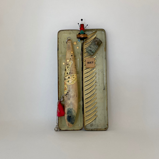 Vintage Fishing Lure Assemblage Art. Found Object Original Ocean One Of A Kind Hanging Folk