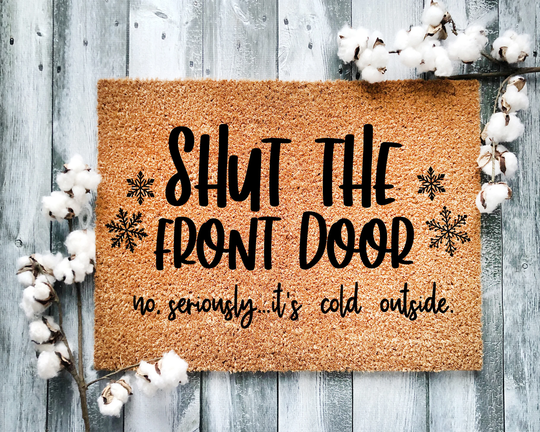 Door Mat, Funny Doormat, Shut The Front Door No Seriously It Is Cold Outside, Housewarming Gift, Welcome Closing Wed Gift - 2150