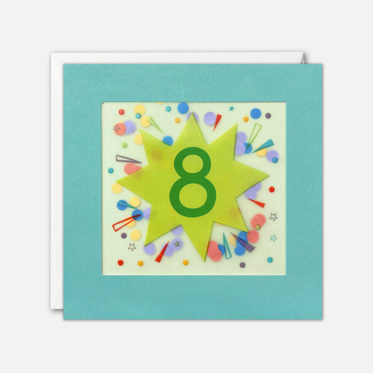 Age 8 Star Birthday Card With Paper Confetti - Shakies By James Ellis