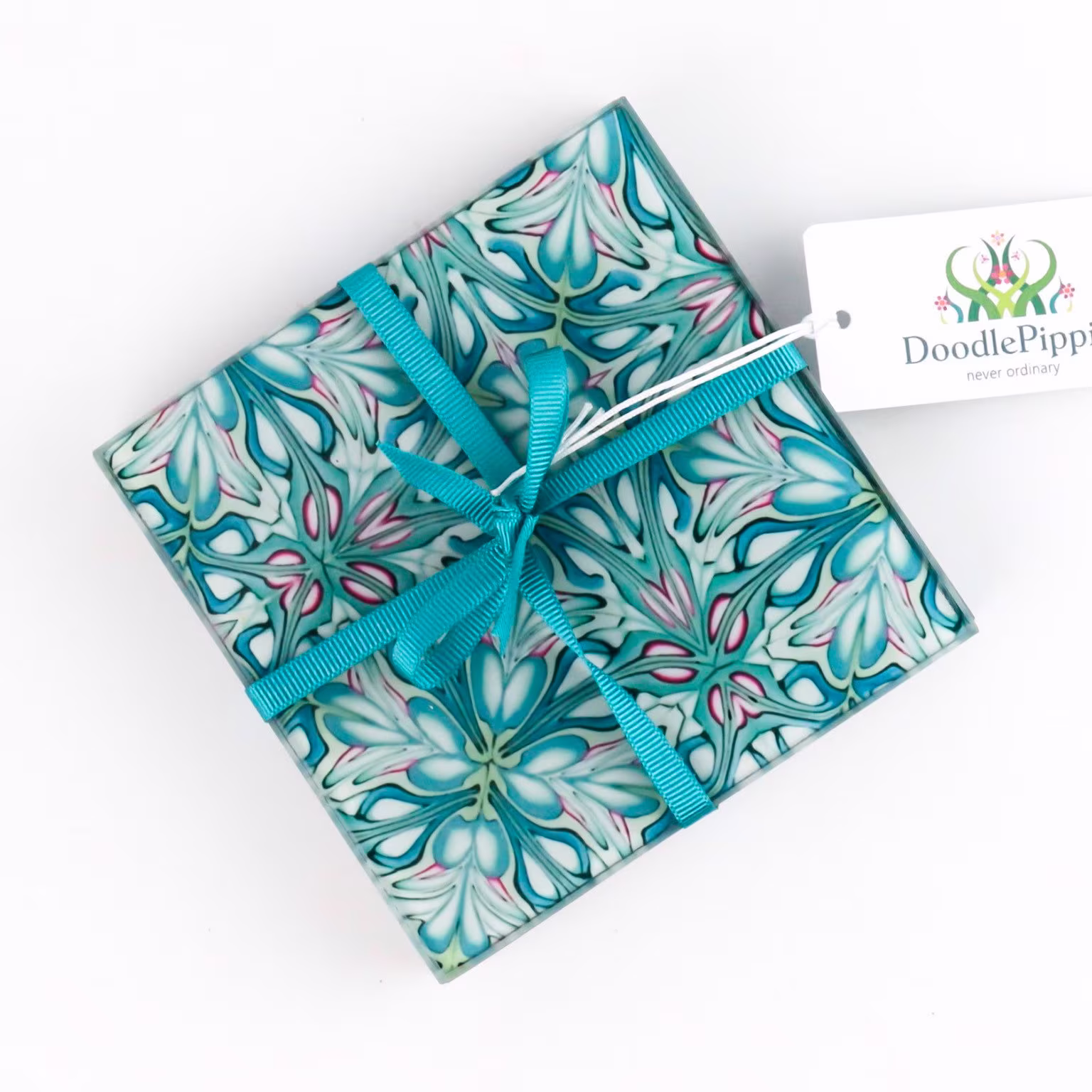 Flourishing Garden Glass Coasters - Pretty Botanical Coaster Set Protective Mug Mats William Morris Gift For Gardener