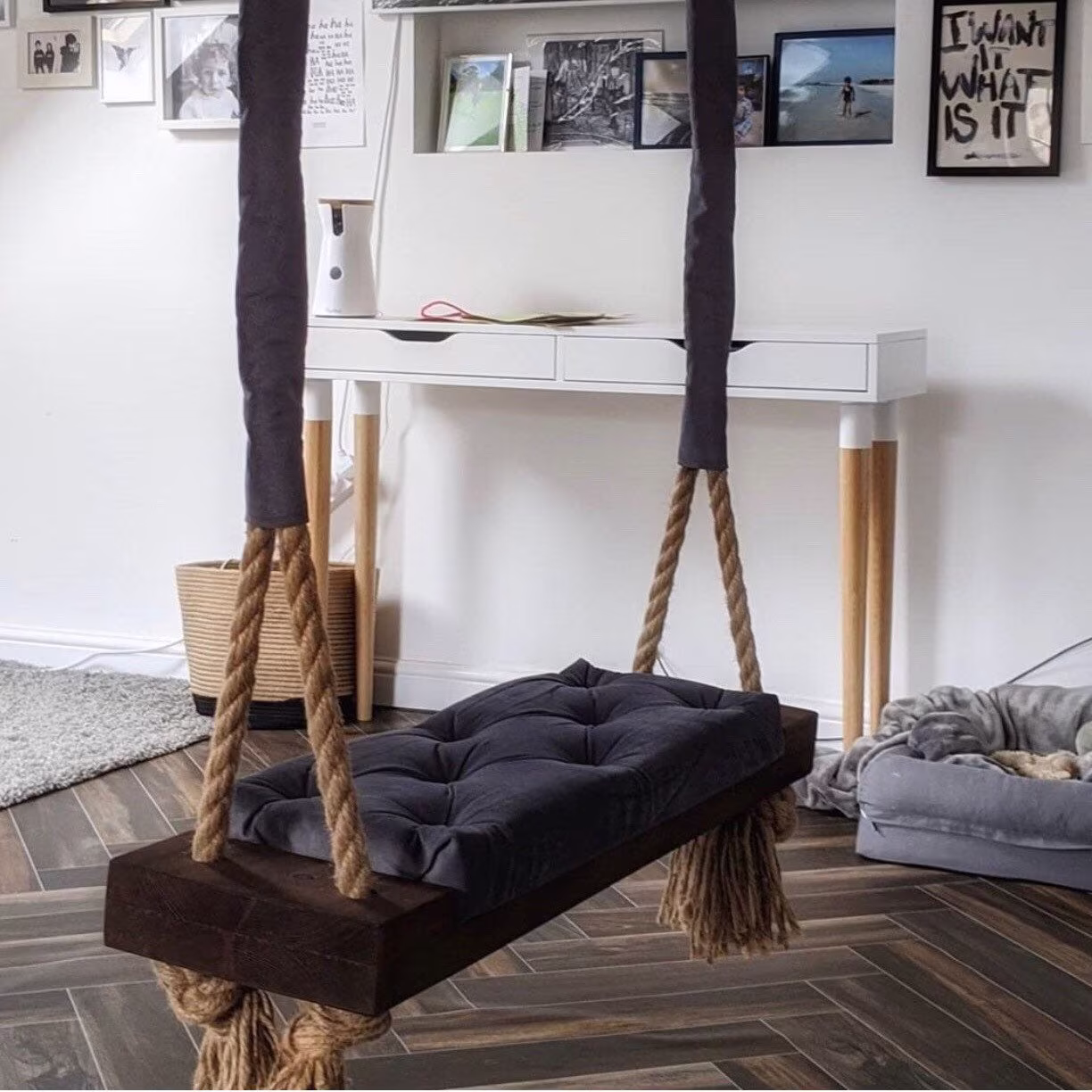 Extra Large Adults Kids Indoor Outdoor Solid Wooden Swing Colors Available Free Shipping Customized Your Own Dark Grey Luxury Swing