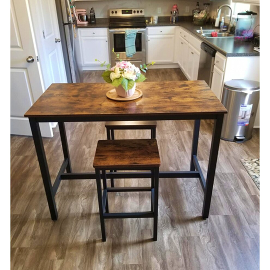 Industrial Bar Set Tall Kitchen Table Rustic Home Coffee Breakfast Stool
