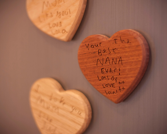Personalised Children's Handwriting Mothers Day Heart Fridge Magnet Wooden Oak Ash Mahogany