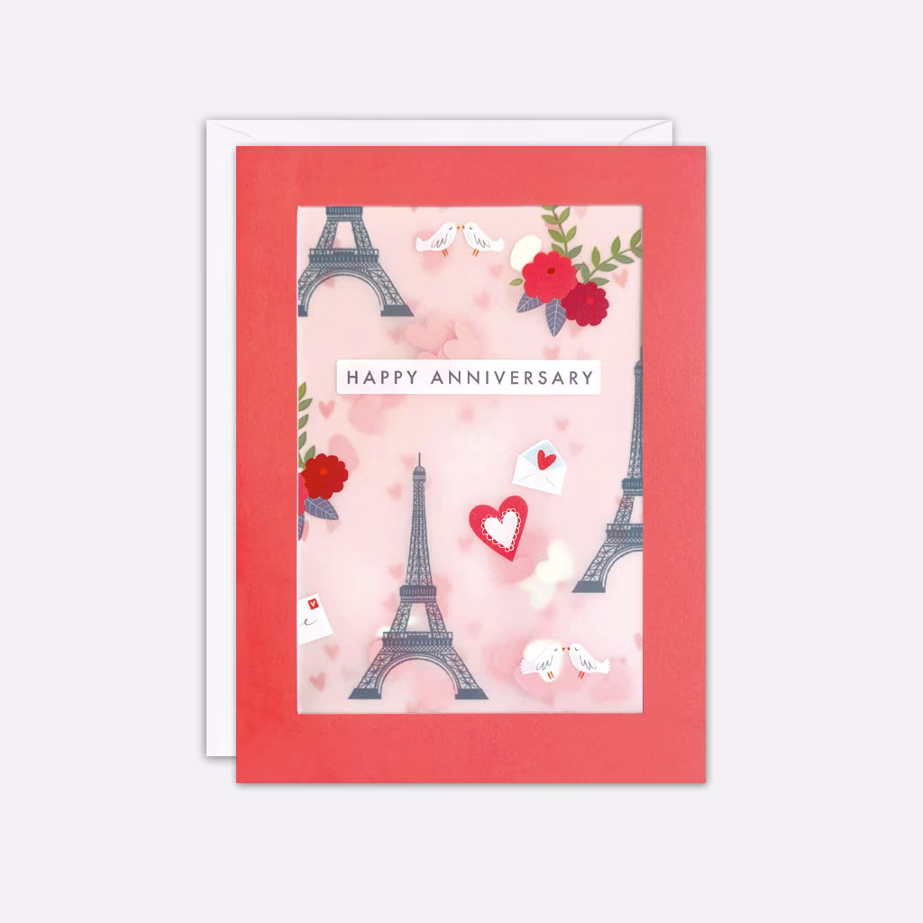 Paris Anniversary Card With Paper Confetti - Shakies By James Ellis