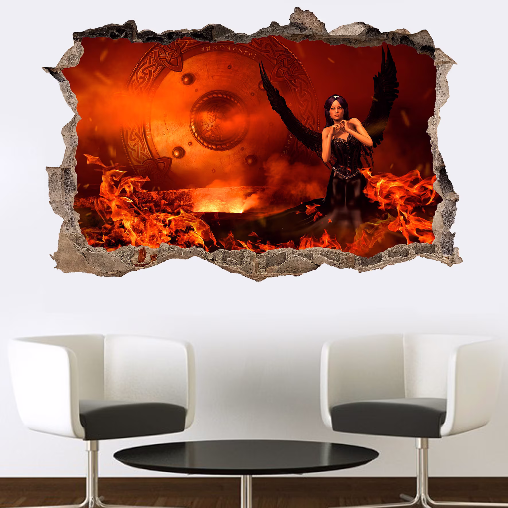 Dark Angel Flames Hell Gothic Wall Sticker Art Poster Mural Transfer Decal Print Room Home Nursery Office Shop Decor Id444