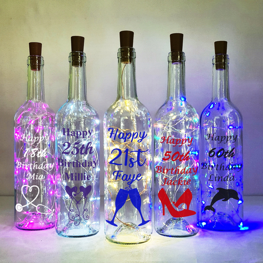 Personalised Milestone Birthday Glass Wine Bottle, Custom Age 11Th 13Th 16Th 18Th 21st 30Th 40Th 50Th Time, Girl, Gift For Her
