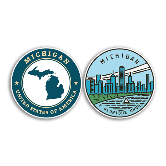 2 X 10cm Michigan Vinyl Stickers - Usa States America Map Flag Holiday Travel Adventure Luggage Scrapbooking Boys Girls Gift Sticker #78790