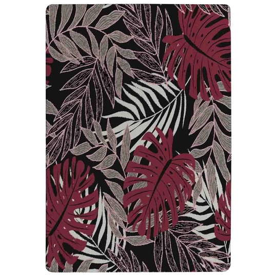 Norris Tropical Leaves Shaggy Black/Purple Rug