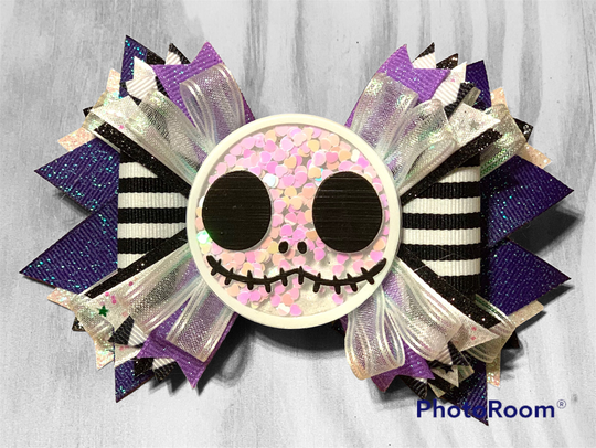 Skellington Glitter Shaker Ribbon Hair Bow