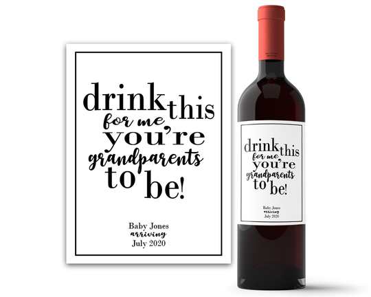 New Grandparents Announcement Wine Label - Baby Grandparent Pregnancy Reveal