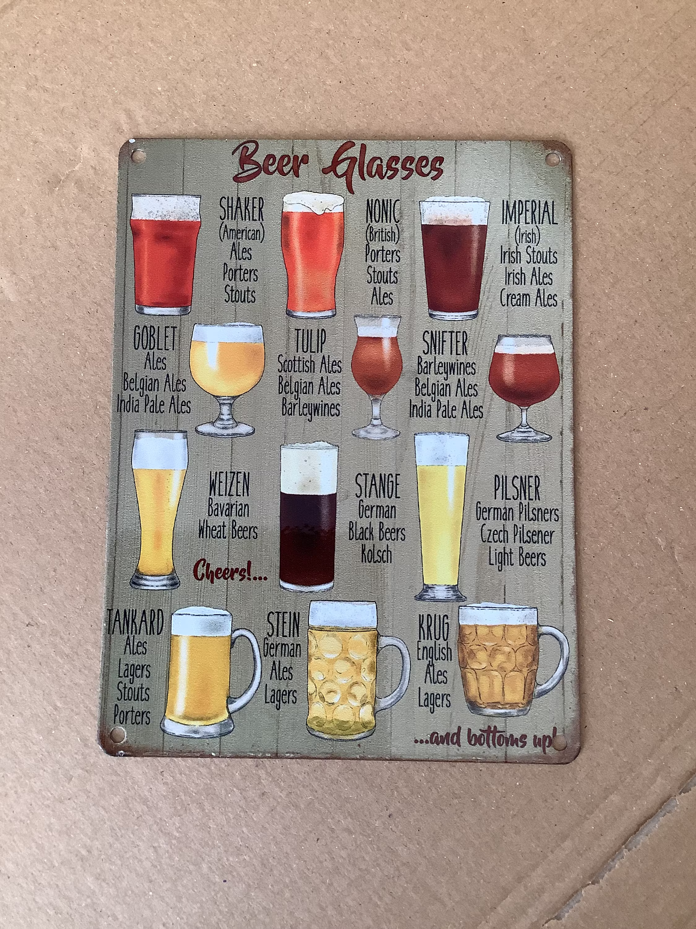 Beer Glasses - Metal Wall Hanging Sign