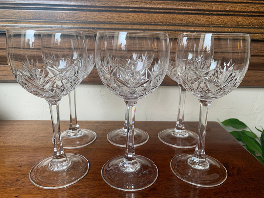 Vintage Set Of Crystal Wine Glasses, Hock Glasses