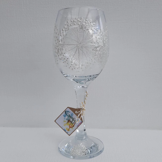 Snowflake Flower, Hand Painted Wine Glass | Can Be Personalised For Free Unique, Perfect Gift Painted To Order Her Him