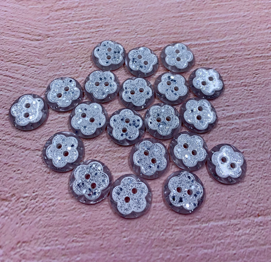 Round Glitter Flower Button Embellishments