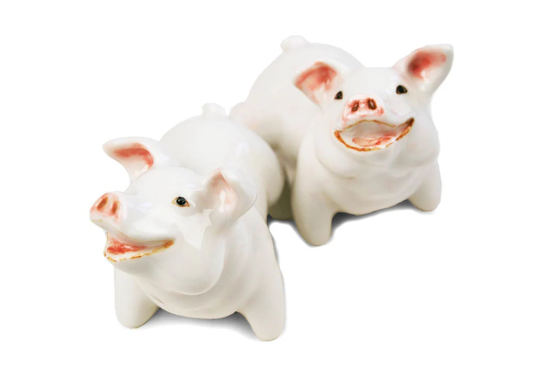 Pig Handmade Cruet Set Mini White | 5cm X 7cm
