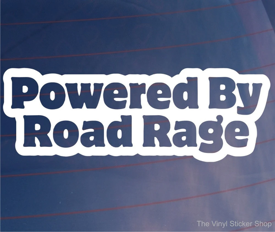 Car Sticker Powered By Road Rage Funny Novelty Van Window Bumper Boot Door Decal Present
