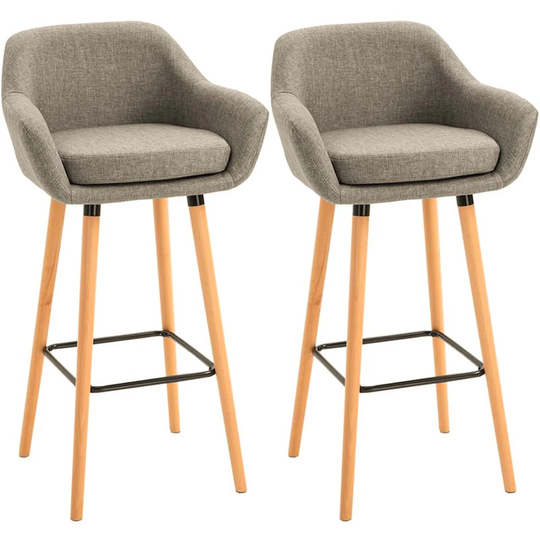 Set Of 2 Bar Stools Beige