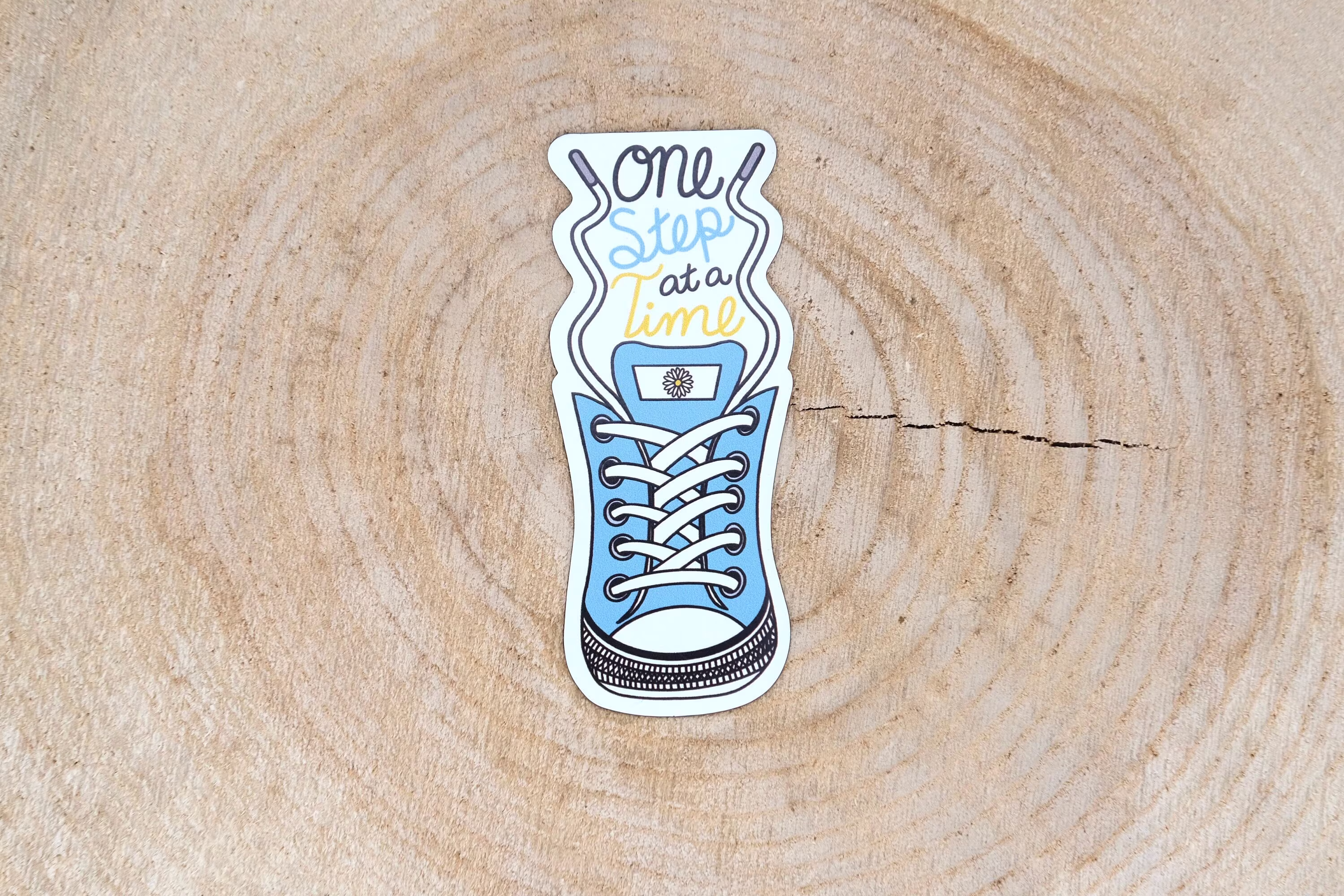 Blue Sneaker Magnet | One Step At A Time Small Flexible Positive Inspirational Quote Converse Chuck Taylor All Star Art Si