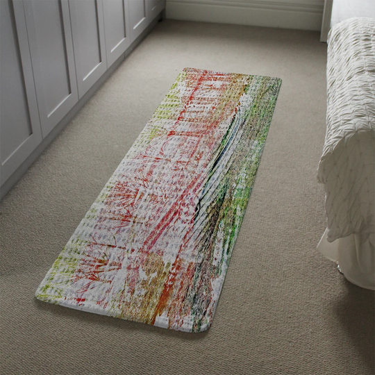 Magallon Washed up Designer Shaggy Red/Green/White Rug