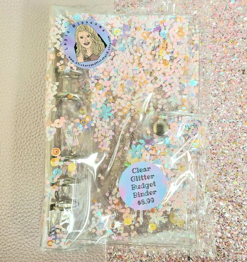 Clear Sequin Shaker A6 Budget Binder/ Journal/ Planner/ Budgetsweetiesbylb/ Laylablossoms - Book
