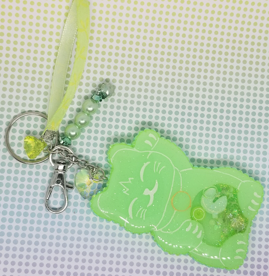 Mint Green Lucky Cat Shaker Keychain Purse Or Backpack Clip