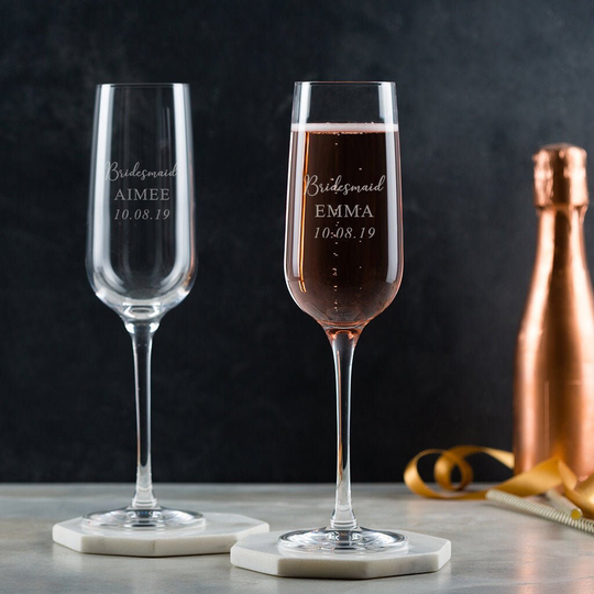 Personalised Bridesmaid Champagne Flute - Personalized Wedding Gifts Engraved 200Ml Prosecco Glass