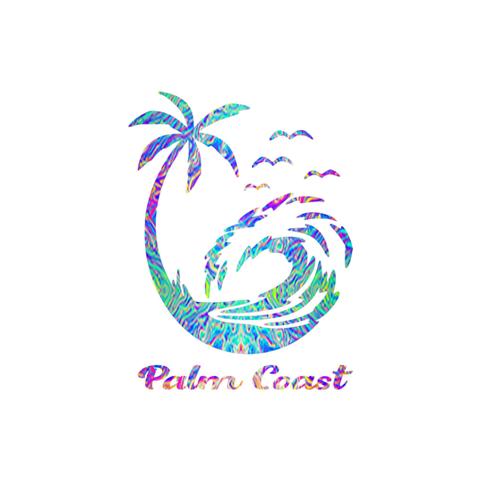 Palm Coast Decal Tree Beach Home Travel Vibes Decor Wall Car Coastal Living