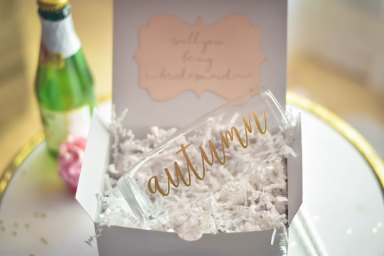Personalized Stemless Glasses, Will You Be My Bridesmaid Proposal Gift, Champagne Flute | Br061 Pb02