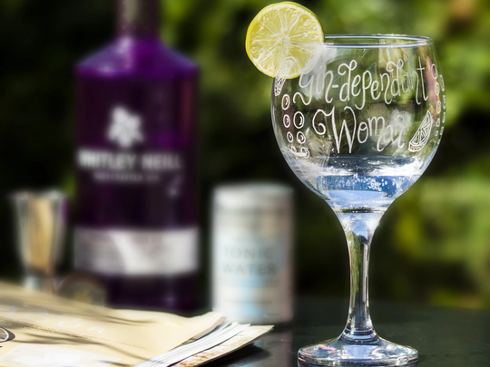 Christmas Gindependent Woman Glass, Personalised Chunky Gin Cocktail Glass Gift, Gift Idea, For Friend, & Tonic, Lover