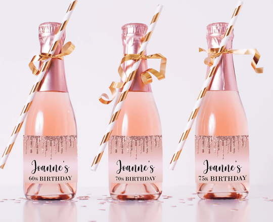 Champagne Bottle Labels - 70Th Birthday Party Favors 60 60Th 75Th