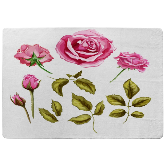 Howard Roses and Leaves Designer Shaggy Pink/Green Rug