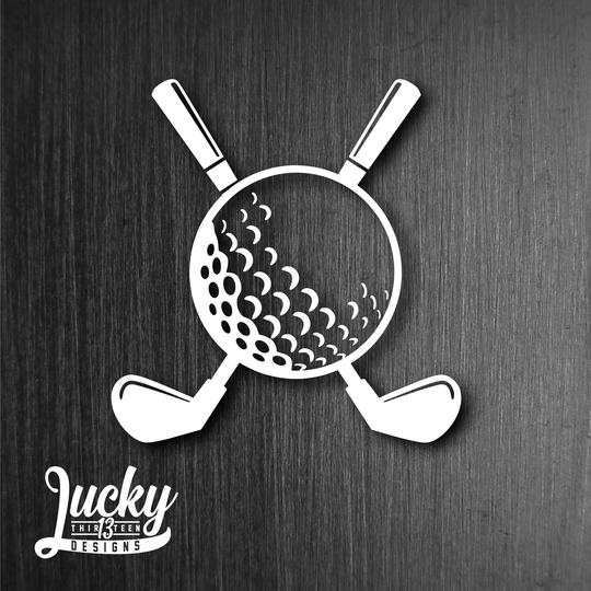 Golf Ball With Crossed Clubs Vinyl Decal