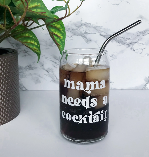Mama Needs A Cocktail | Beer Can Glass Humor Mom Life Funny Gifts For Summertime