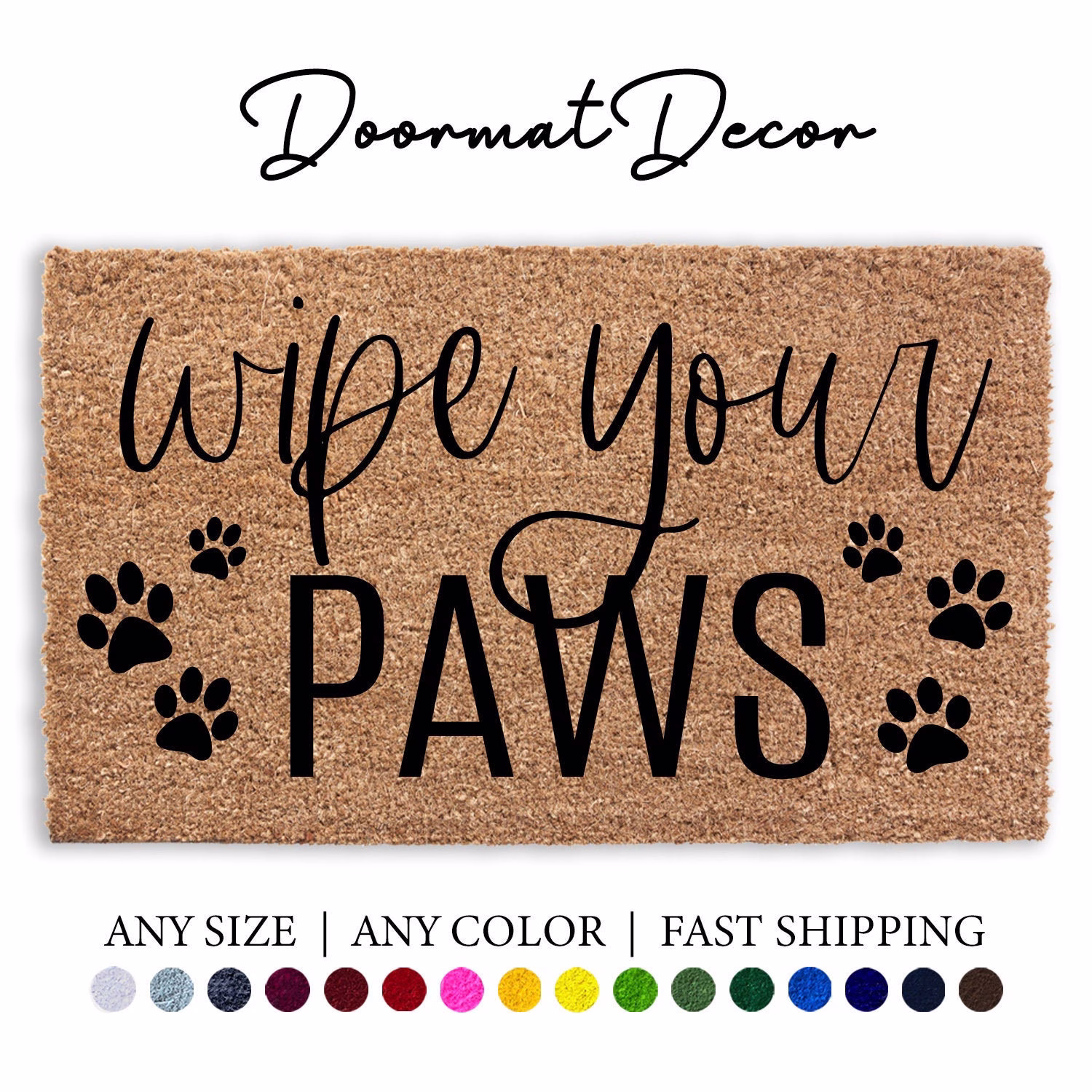 Wipe Your Paws Doormat, Paw Print Dog Cat Foot Welcome Mat, Outdoor Door Pet Lover Animal Puppy Mat Rug, Entryway Decor