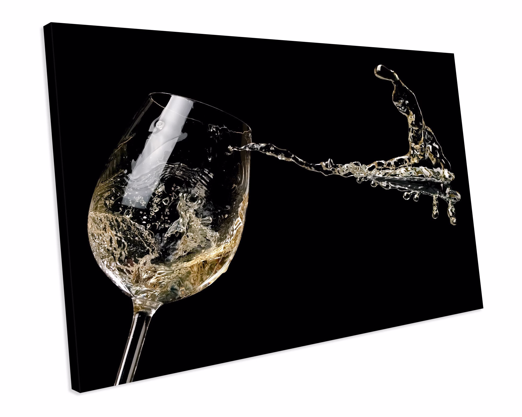 White Wine Glass Splash Kitchen Drinks Canvas Art Print Box Framed Picture Home Decor