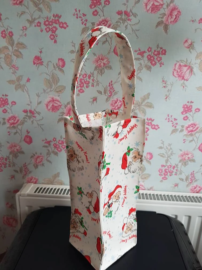Wine Bottle Bag in Cath Kidston Christmas Oilcloth